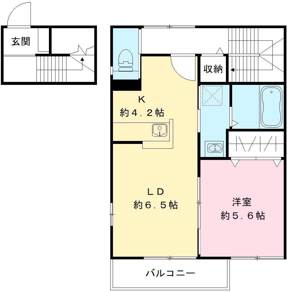 プルミエール野澤F(1LDK/2階)の間取り写真