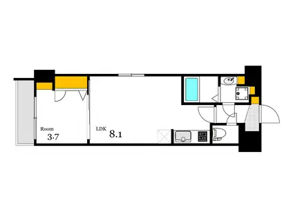 S-RESIDENCE観音公園ALORIA(1LDK/5階)の間取り写真