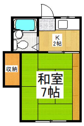 グリーンハイツ小川II(1K/2階)の間取り写真