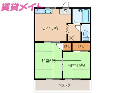 グリーンハイツフジ(2DK/2階)の間取り写真