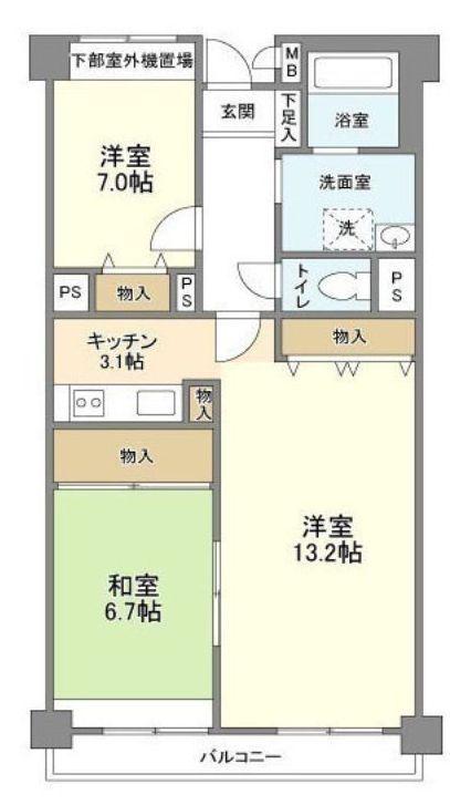 パークサイド業平(2LDK/4階)の間取り写真
