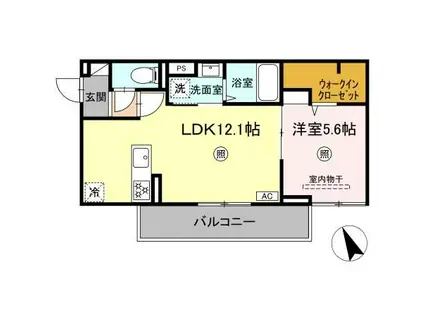 PREMILIFE大在浜イースト(1LDK/1階)の間取り写真