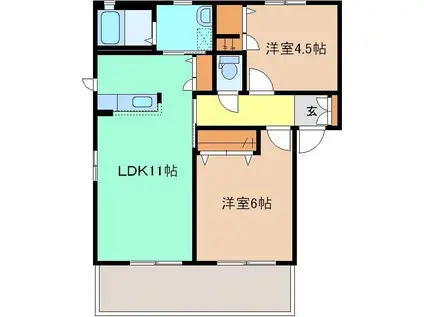 エスポワール・フルール B(2LDK/1階)の間取り写真