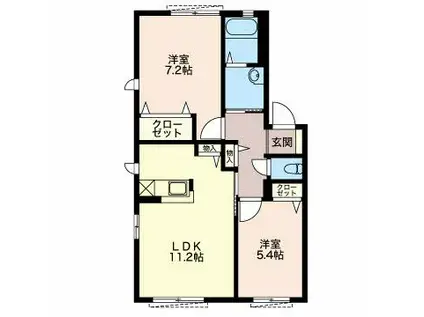 ディアス二子(2LDK/1階)の間取り写真