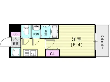 エスリード神戸兵庫駅アクアヴィラ(1K/5階)の間取り写真