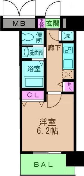 エス・キュート上本町イースト(1K/9階)の間取り写真