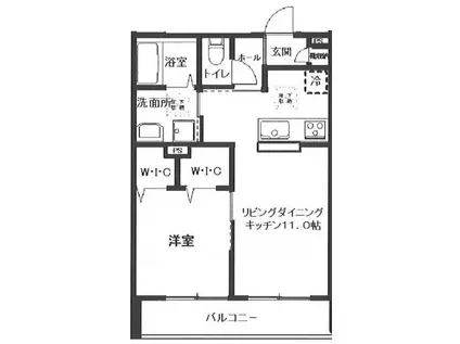 ウィスティリアJINYA(1LDK/1階)の間取り写真