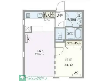 PASEO荏原中延(1LDK/4階)の間取り写真