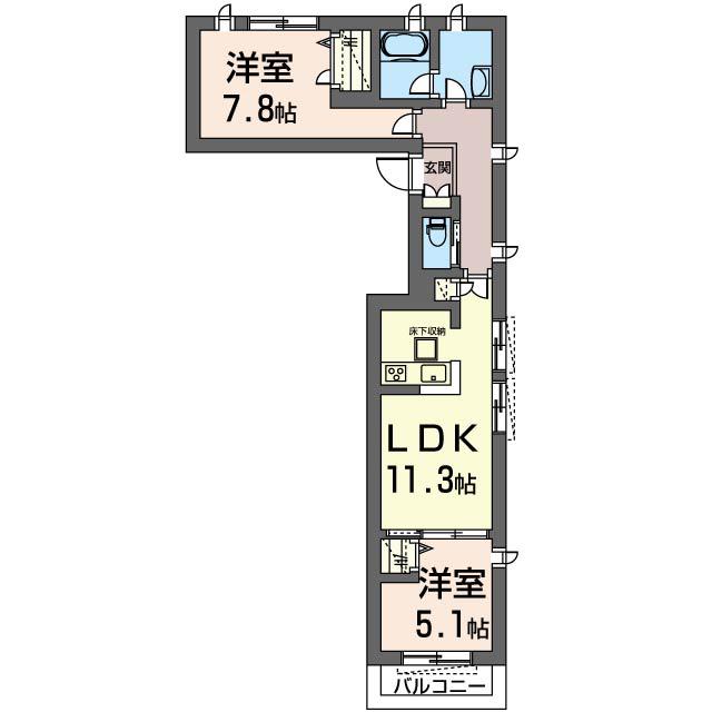 ピアメゾンソラ(2LDK/1階)の間取り写真