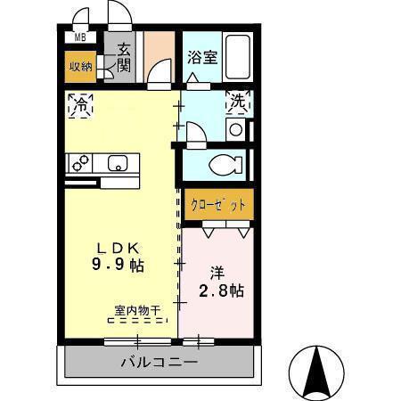 アザレ 蘇原(1LDK/3階)の間取り写真
