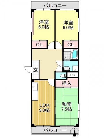 宝樹レジデンス(3LDK/5階)の間取り写真