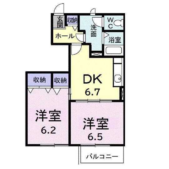 プレサイト天神川(2DK/1階)の間取り写真