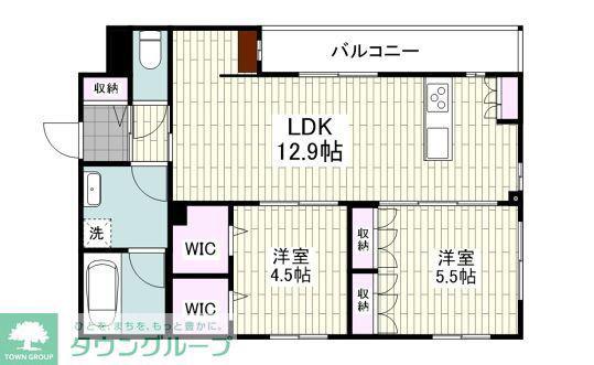 CITRUS RESIDENS 東棟(2LDK/1階)の間取り写真