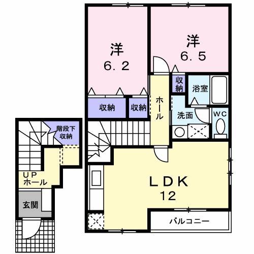 ベールクレール(2LDK/2階)の間取り写真