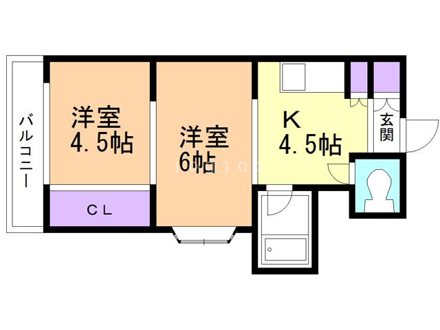 ロイヤルコート安田(1LDK/3階)の間取り写真