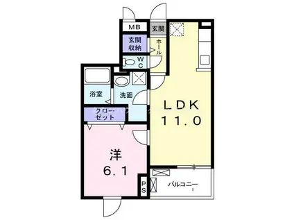 グレイス トトロ B(1LDK/4階)の間取り写真