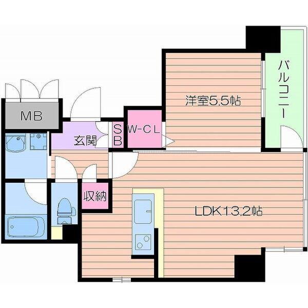 ジュネファーレI(1LDK/5階)の間取り写真