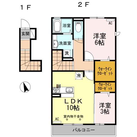 アヴェニール(2LDK/2階)の間取り写真