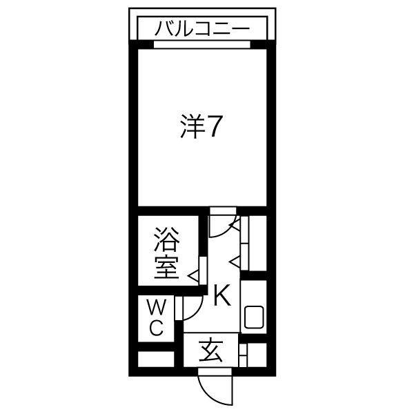 シャトレ豊津I(1K/4階)の間取り写真