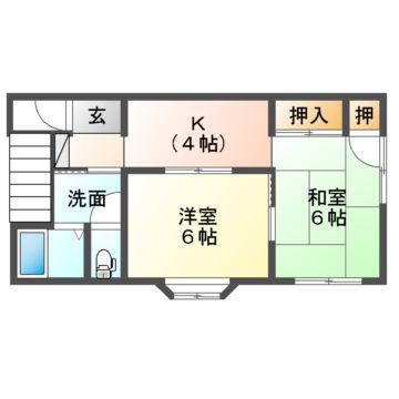 ハイツ・コウメイII(2K/2階)の間取り写真