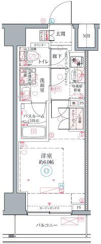 クレヴィスタ横浜関内II(1K/9階)の間取り写真