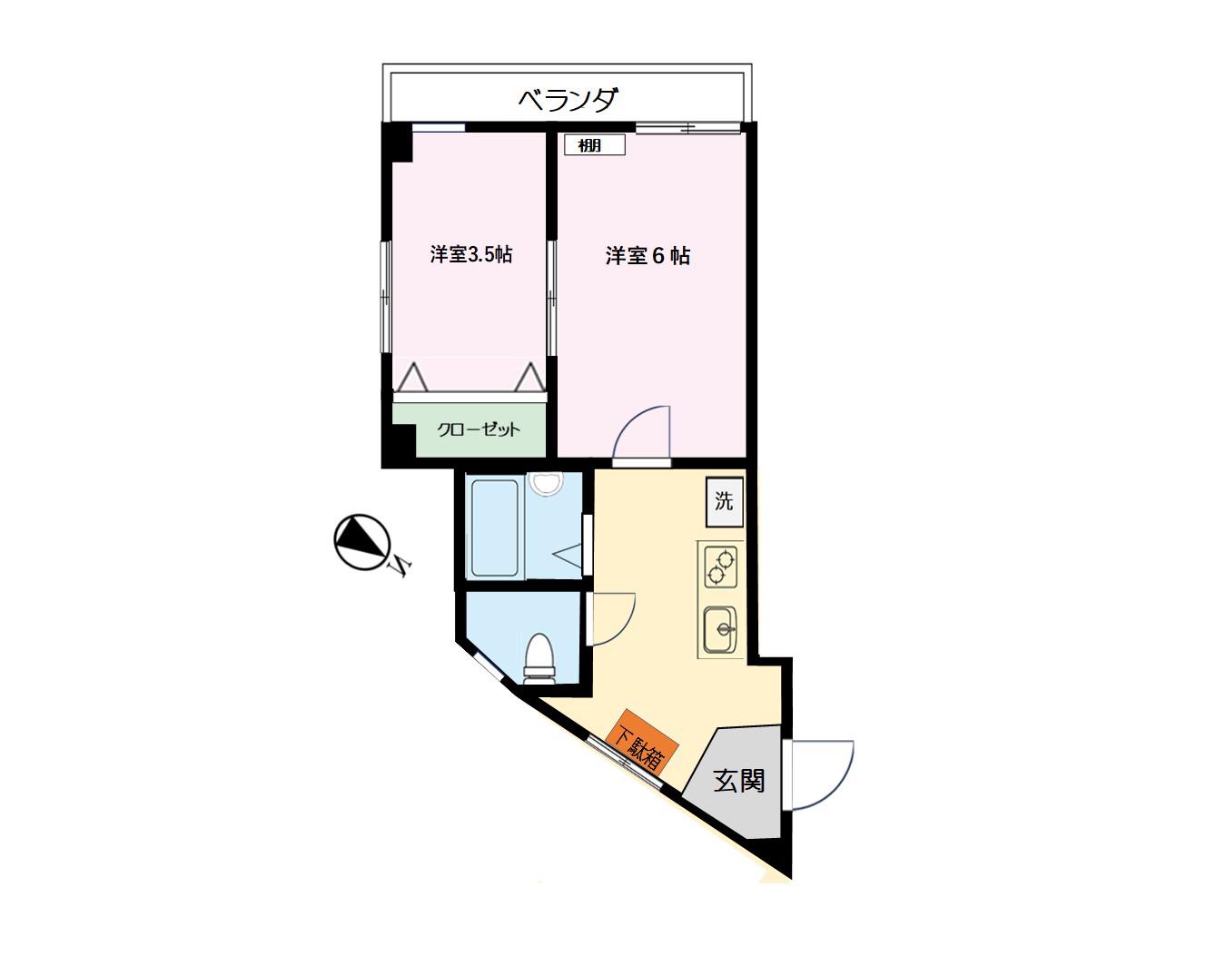 ロイヤル荻窪(2K/4階)の間取り写真