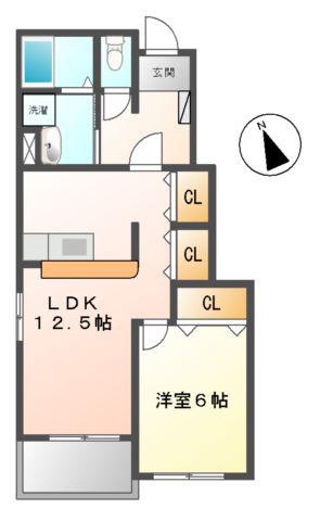 インプレスKM(1LDK/1階)の間取り写真