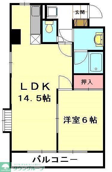 弥作ビル(1LDK/3階)の間取り写真