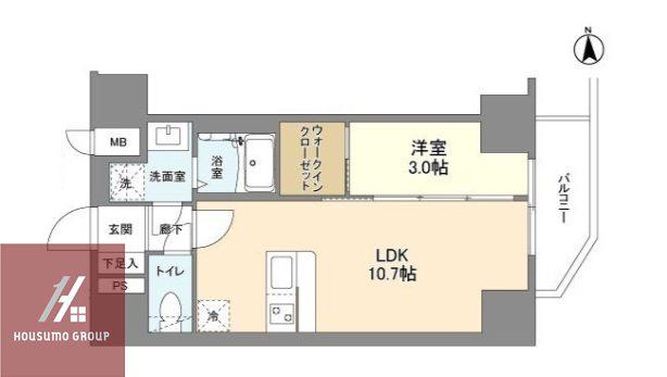 MELDIA CREST 桜ノ宮 KIRSCH(1LDK/6階)の間取り写真