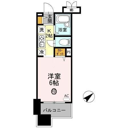 クレール加茂(1K/4階)の間取り写真