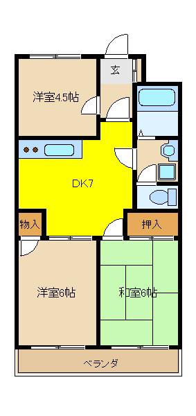 ラーヂ末広II(3DK/1階)の間取り写真