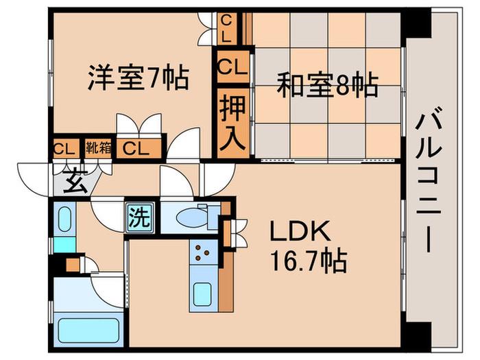 ラヴィクレール・ルミナス金町(2LDK/8階)の間取り写真