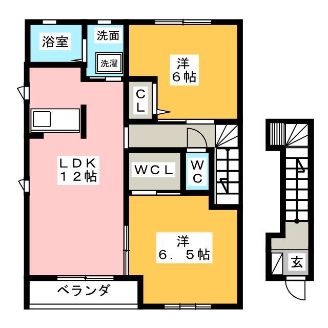 アムールB(2LDK/2階)の間取り写真