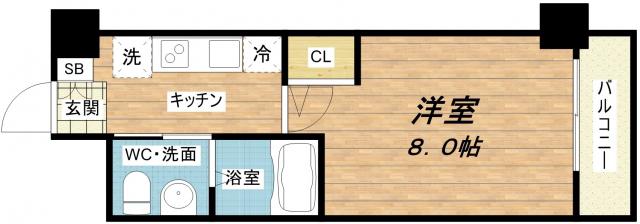 セレニテ本町グランデ(1K/14階)の間取り写真