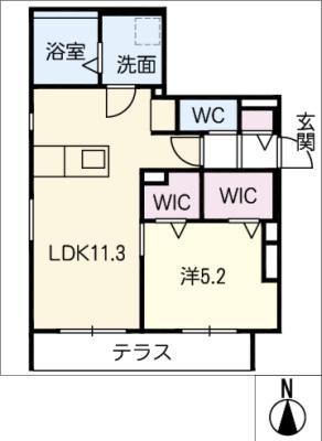 メゾングロリア(1LDK/1階)の間取り写真