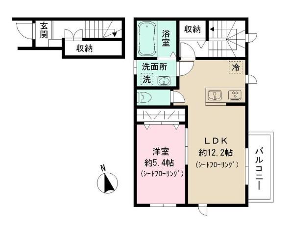 メゾン陣屋(1LDK/2階)の間取り写真