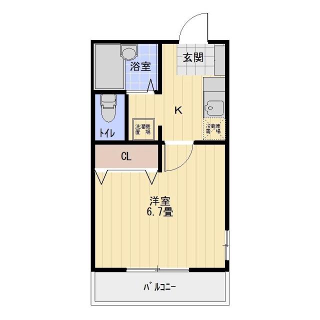 アルパチーノB棟(1K/2階)の間取り写真