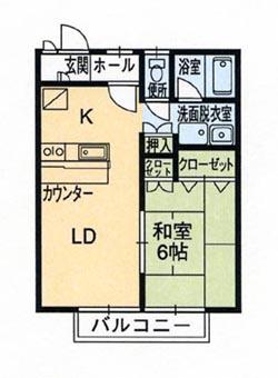 DIタウン末広D(1LDK/1階)の間取り写真