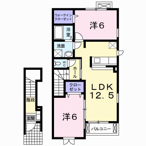 セントラル アンジュII(2LDK/2階)の間取り写真