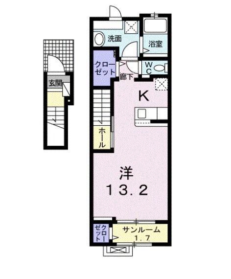 サクセス(1K/2階)の間取り写真