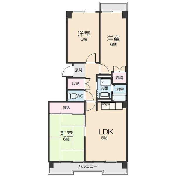 メゾン平中(3LDK/3階)の間取り写真
