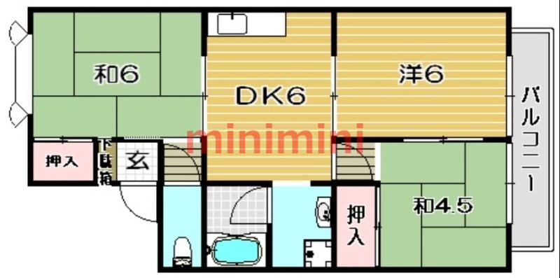 ネオコーポ西田II(3DK/2階)の間取り写真