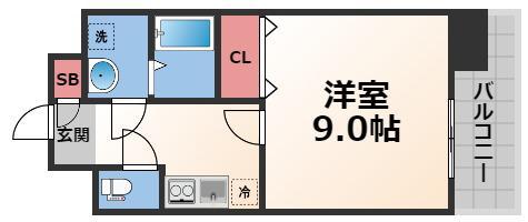 グランシス高井田(1K/8階)の間取り写真
