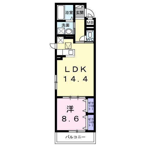 ブルーム(1LDK/1階)の間取り写真