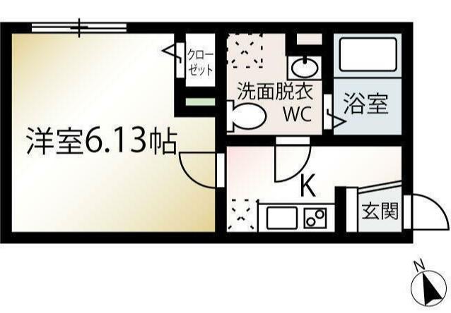 MQUARTO一之江(1K/2階)の間取り写真