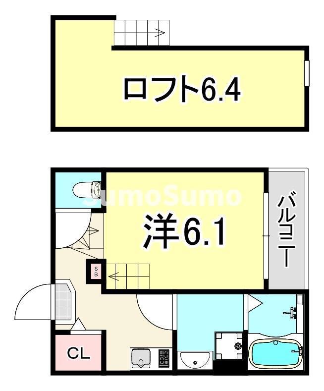 HR千舟(1K/2階)の間取り写真