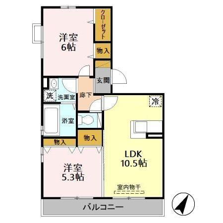 ヴィラ・ルミエール(2LDK/2階)の間取り写真