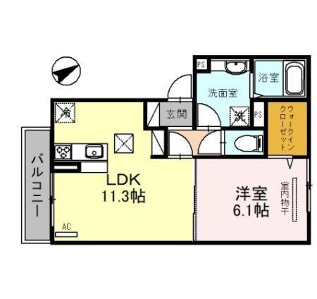 シャルムソフィアII(1LDK/3階)の間取り写真