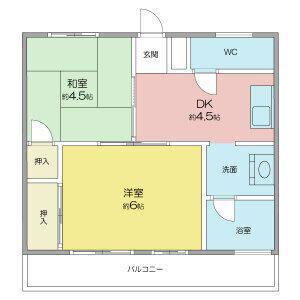 マンション幸(2K/4階)の間取り写真