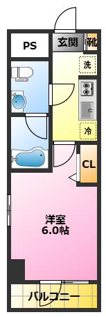 クレアティフ武蔵小杉(1K/6階)の間取り写真